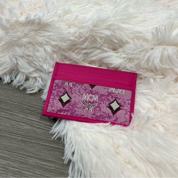 Pink MCM All-over Logo-jacquard Rectangle Card Case - Picture 3 of 3